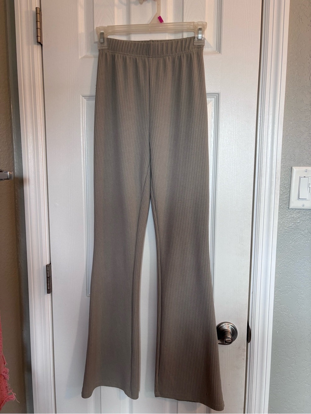 Ribbed Wide-Leg Knit Pants - Taupe